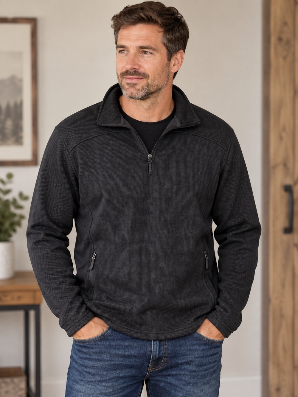 Telluride Clothing Company Men’s Black 1/4 Zip Fleece Pullover Size L Outdoor